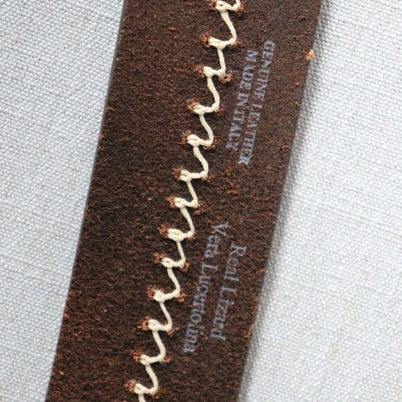 Post & Co Lizard Leather Belt Brown 100cm (Fits 34") O-Ring Italy Exotic - Picture 14 of 15